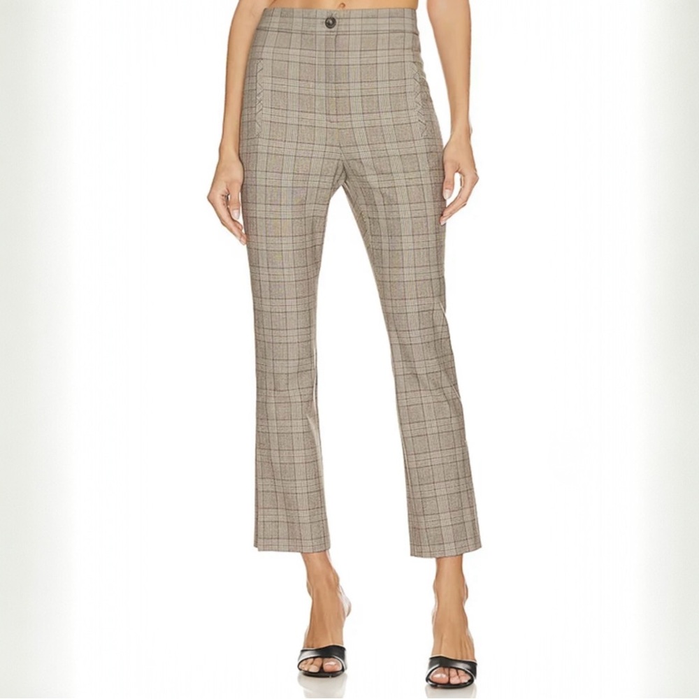 Veronica Beard Size 2 Arte Pants High Rise Cropped Straight Leg Split Hem‎ Plaid